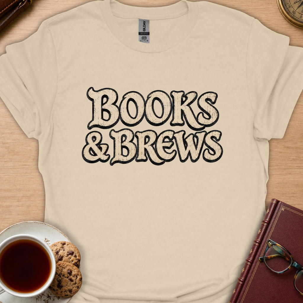 Books And Brews Wood T-Shirt
