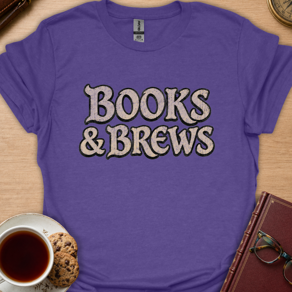Books And Brews Wood T-Shirt