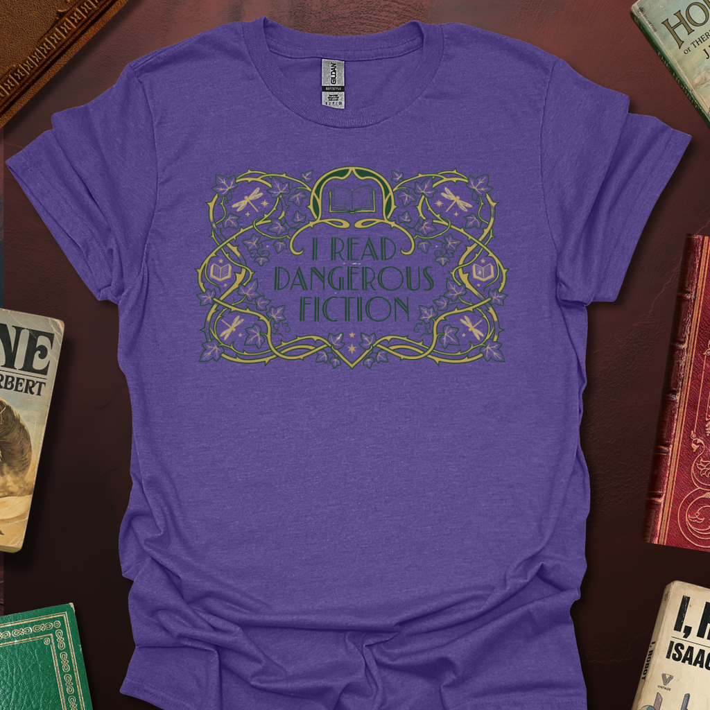 I Read Dangerous Fiction Vine T-Shirt